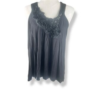 Charlotte Russe Tank Top Womens Size Large Y2K Goth Glam Party Sequin‎ Club USA